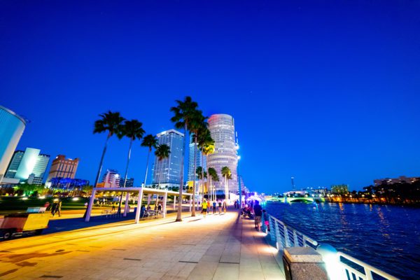 Tampa boardwalk at night